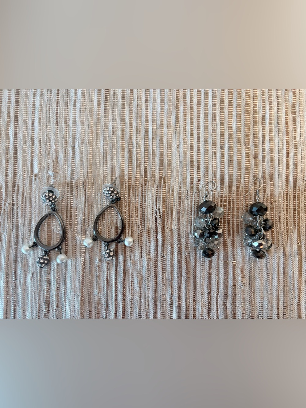 Silver and Gray Sparkly Earrings - 2 pairs